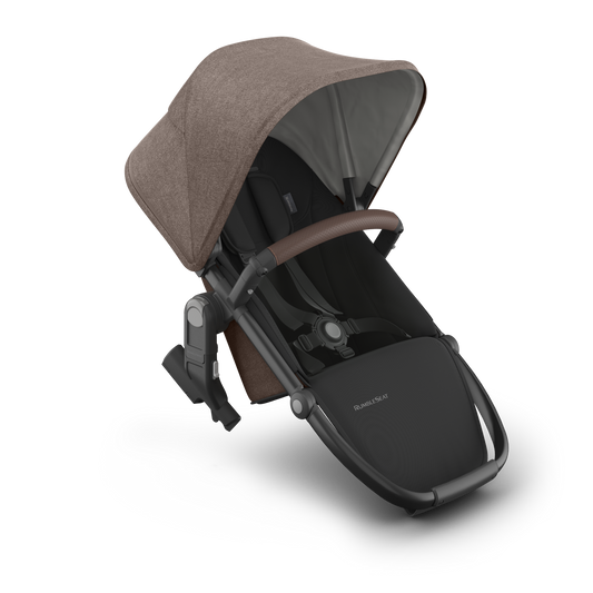 Uppababy Second seat with mocha fabric canopy, carbon frame and chestnut leather accents. 
