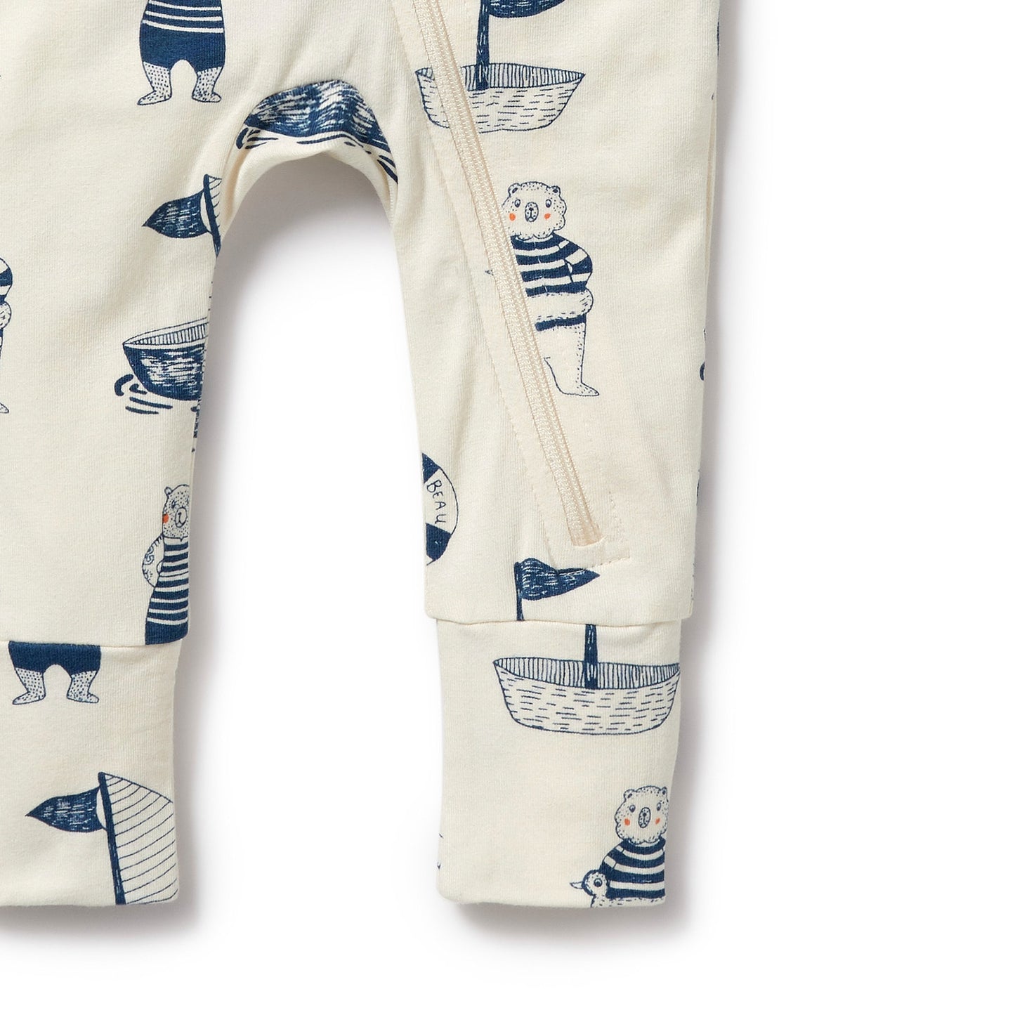 Wilson + Frenchy Nautical Bear Organic Zipsuit with Feet