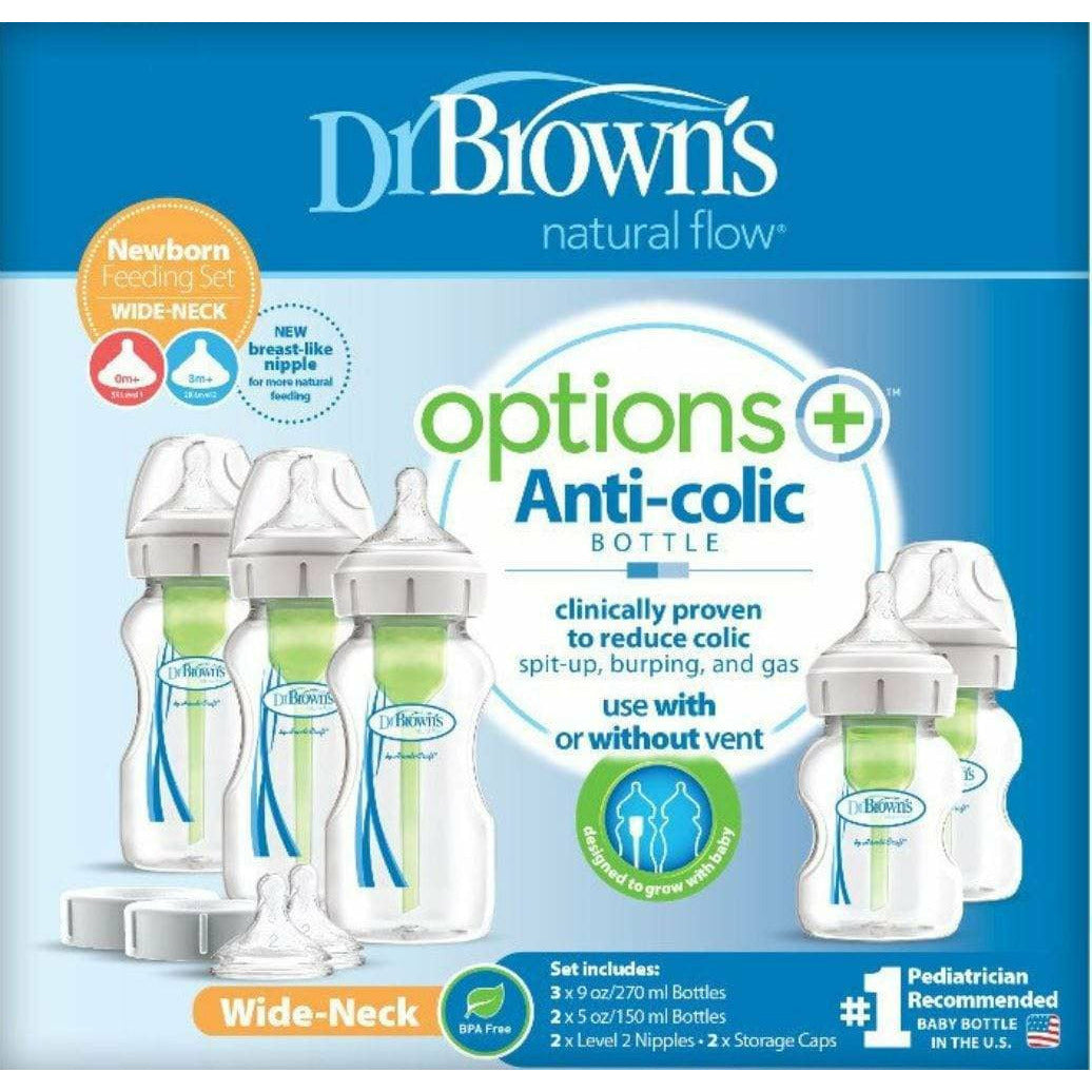 Dr Brown's Options+ Wide-Neck Bottles Newborn Feeding Set