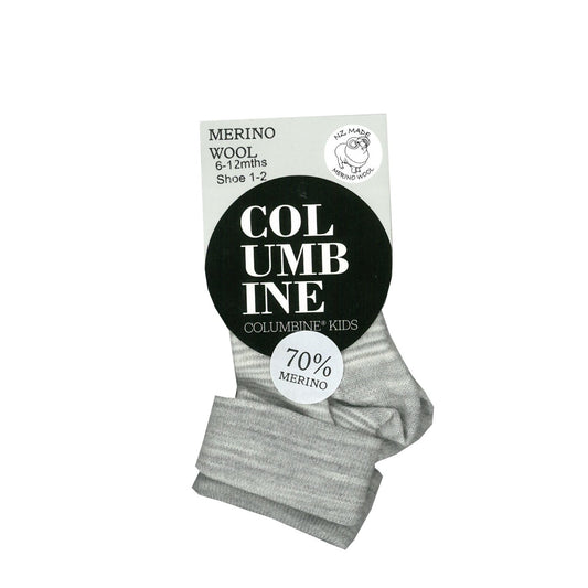 Columbine  Infant Turn Over Top Stripe Merino Sock Lt Grey/Cream