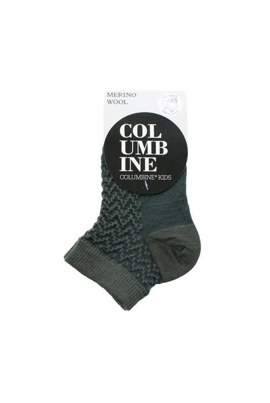 Columbine Infant Zig-Zag Merino Crop Sock Dark Olive