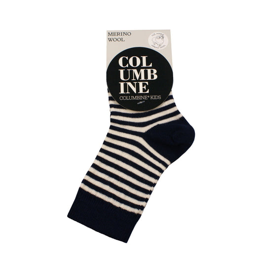 Columbine Stripe Merino Crew Sock Navy/White