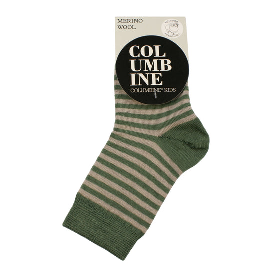 Columbine Stripe Merino Crew Sock Rosemary/Beige