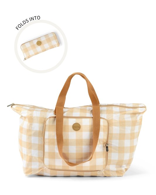 Oioi Fold-Up Tote - Beige Gingham