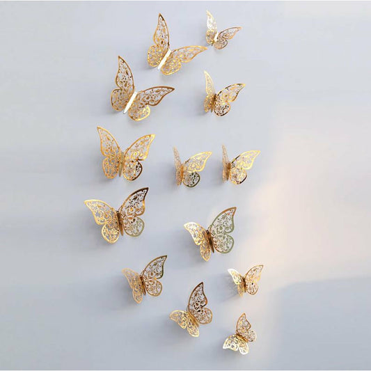 Hatch Hollow 3D Butterfly Wall Sticker - 12pcs