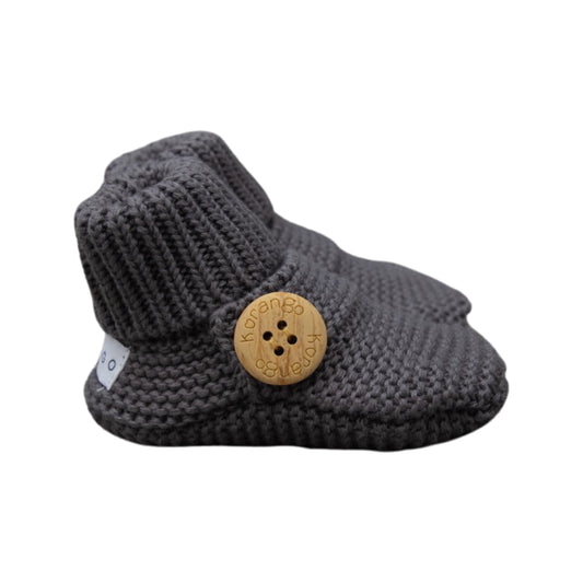 Korango Knitted Booties Button Bootie - Charcoal