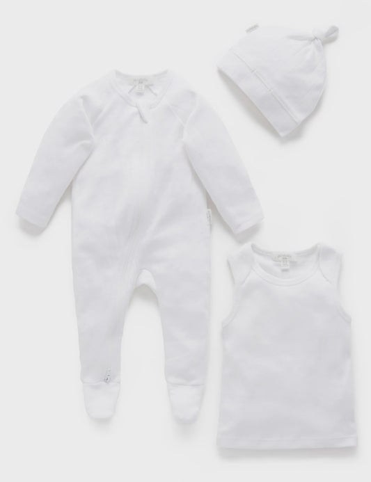 Purebaby Everyday Pointelle Pack - White