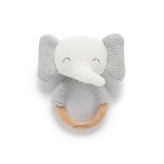 Purebaby Elephant Rattle - Grey