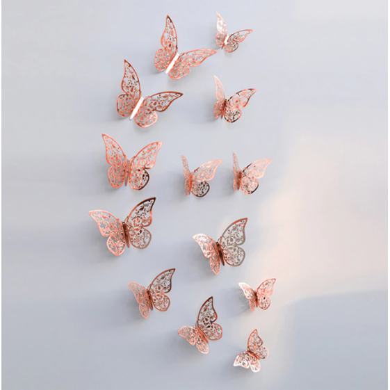 Hatch Hollow 3D Butterfly Wall Sticker - 12pcs