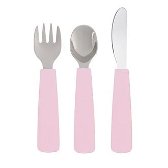We Might Be Tiny Toddler Feedie Cutlery Set Baby Pink